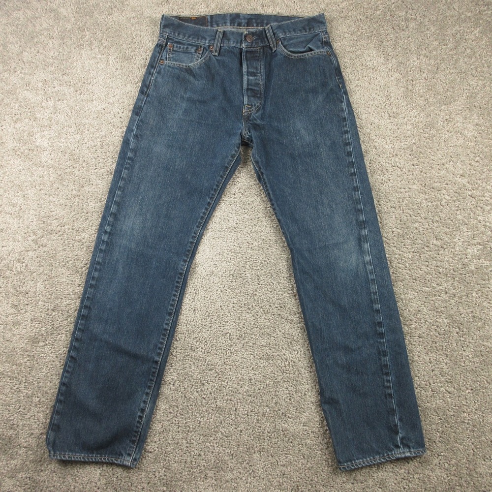 Levis Jeans Mens 30x30 Blue 501 Button Fly Original Straight Faded Denim Pants